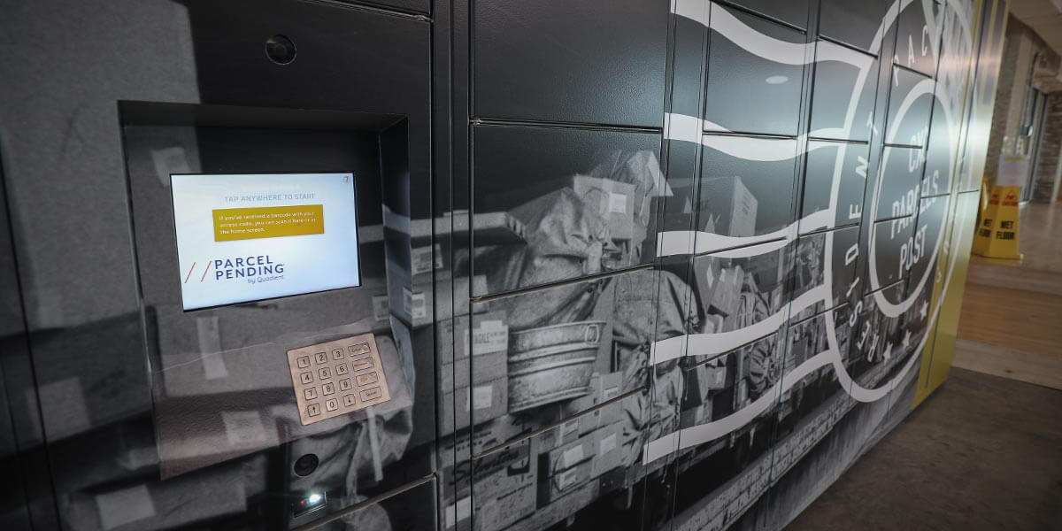 Resident Package Pickup lockers at Parcels at Concourse, provided by Parcel Pending by Quadient