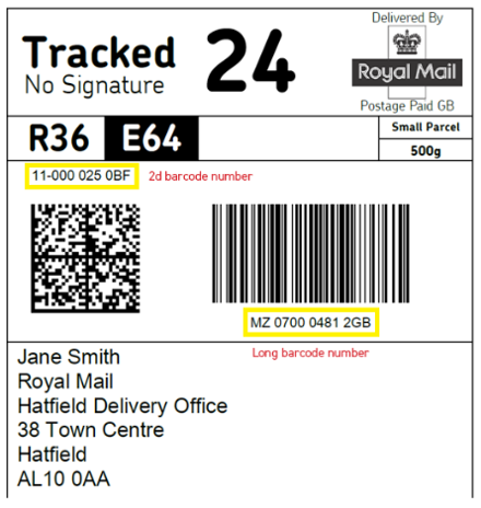 Royal Mail label